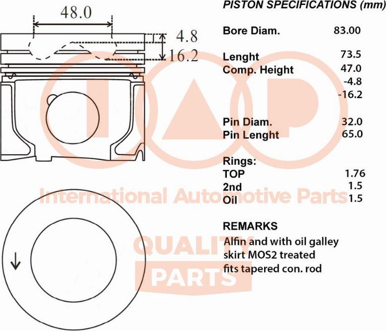 IAP QUALITY PARTS 100-14090 - Поршень abcparts.ee