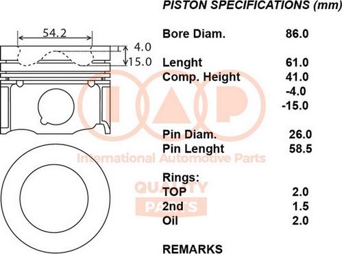 IAP QUALITY PARTS 100-11110 - Поршень abcparts.ee