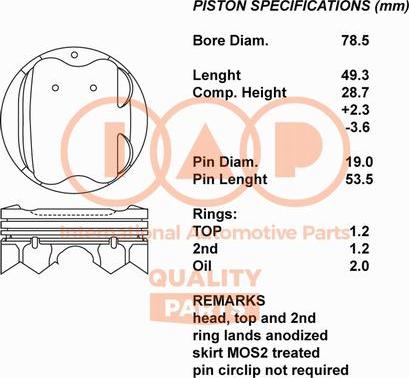 IAP QUALITY PARTS 100-13113 - Kolvid abcparts.ee