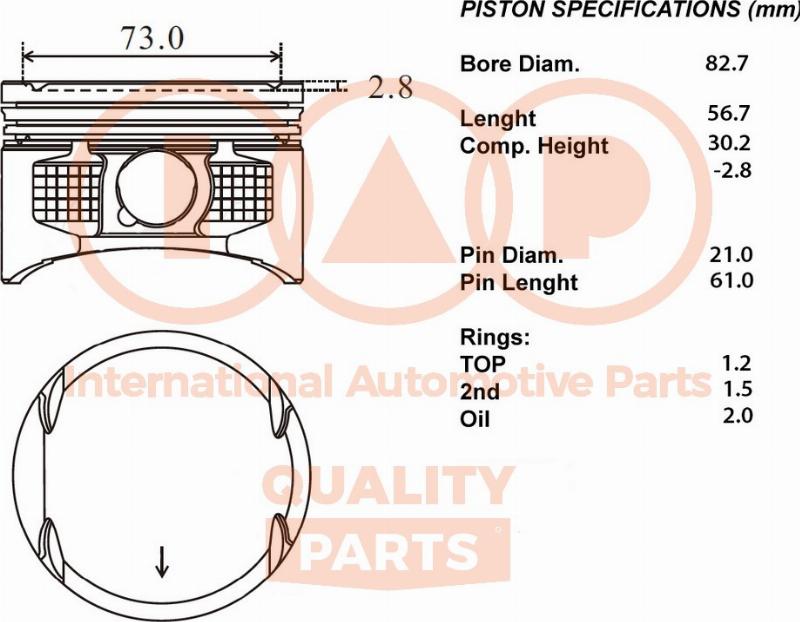 IAP QUALITY PARTS 100-13262 - Поршень abcparts.ee