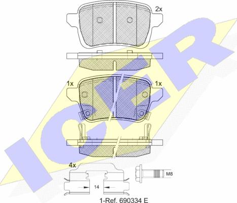 Icer 182170-208 - Тормозные колодки, дисковые, комплект abcparts.ee