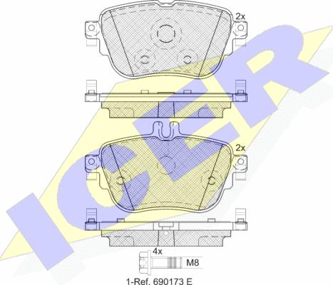 Icer 182290 - Тормозные колодки, дисковые, комплект abcparts.ee