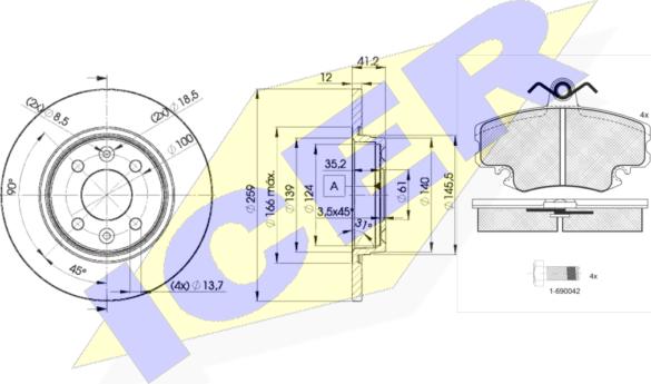 Icer 30993-4707 - Дисковый тормозной механизм, комплект abcparts.ee