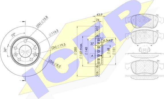 Icer 31915-4022 - Дисковый тормозной механизм, комплект abcparts.ee