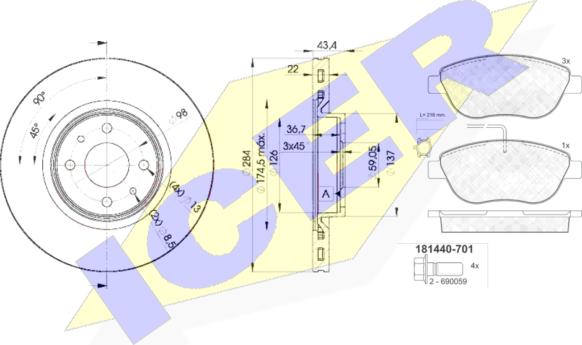 Icer 31440-0356 - Дисковый тормозной механизм, комплект abcparts.ee