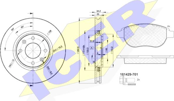 Icer 31429-4752 - Дисковый тормозной механизм, комплект abcparts.ee