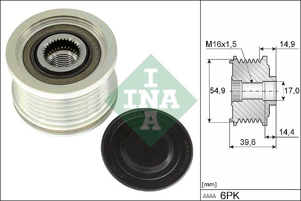 INA 535 0368 10 - Шкив генератора, муфта abcparts.ee