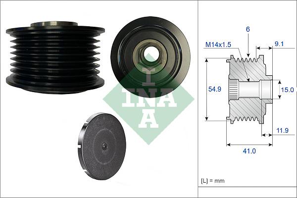 INA 535 0362 10 - Шкив генератора, муфта abcparts.ee