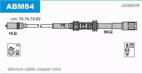 Janmor ABM84 - Комплект проводов зажигания abcparts.ee