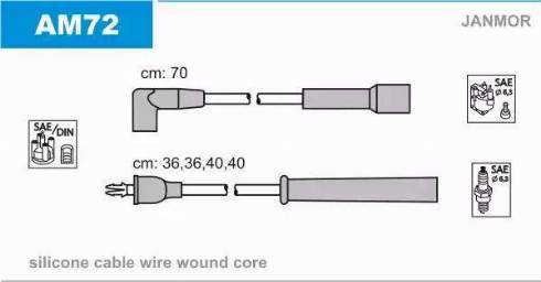 Janmor AM72 - Комплект проводов зажигания abcparts.ee