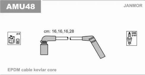 Janmor AMU48 - Комплект проводов зажигания abcparts.ee