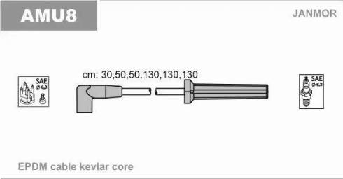 Janmor AMU8 - Комплект проводов зажигания abcparts.ee