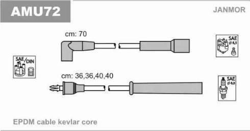 Janmor AMU72 - Комплект проводов зажигания abcparts.ee