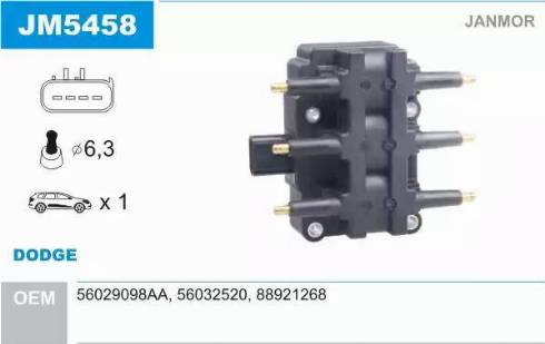 Janmor JM5458 - Катушка зажигания abcparts.ee