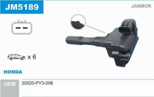 Janmor JM5189 - Катушка зажигания abcparts.ee