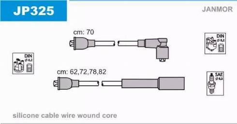 Janmor JP325 - Комплект проводов зажигания abcparts.ee