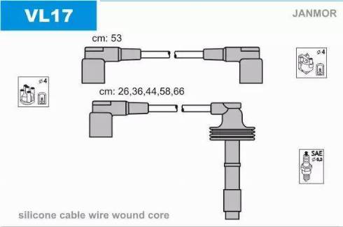 Janmor VL17 - Комплект проводов зажигания abcparts.ee