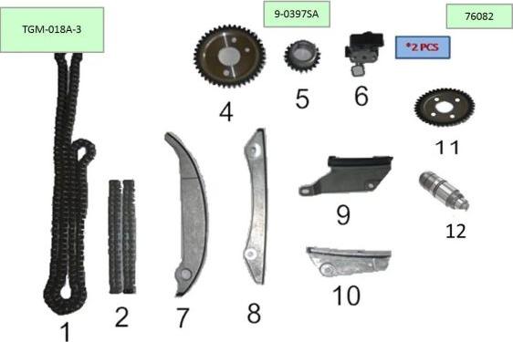 KM KM-TGM-018A-3 - Комплект цепи привода распредвала abcparts.ee