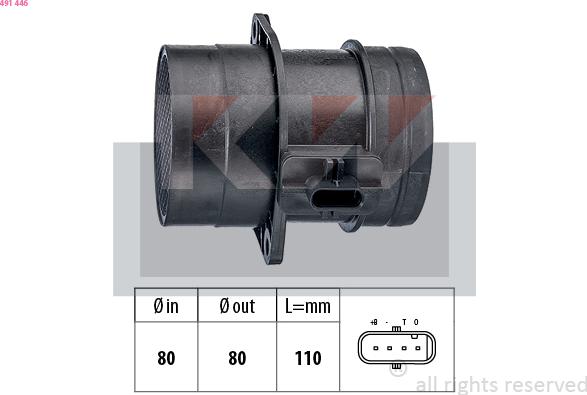 KW 491 446 - Датчик потока, массы воздуха abcparts.ee