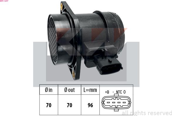 KW 491 537 - Датчик потока, массы воздуха abcparts.ee