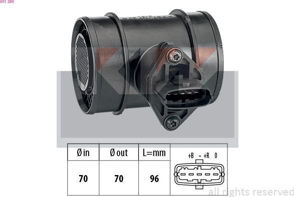 KW 491 290 - Датчик потока, массы воздуха abcparts.ee