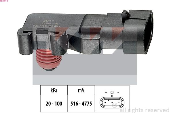 KW 493 011 - Датчик давления воздуха, высотный корректор abcparts.ee
