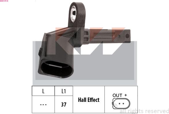 KW 460 014 - ABS датчик, частота вращения колеса abcparts.ee
