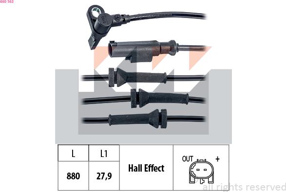 KW 460 163 - ABS датчик, частота вращения колеса abcparts.ee