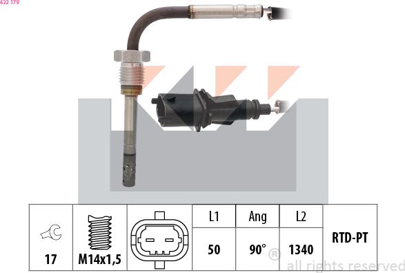 KW 422 179 - Датчик, температура выхлопных газов abcparts.ee