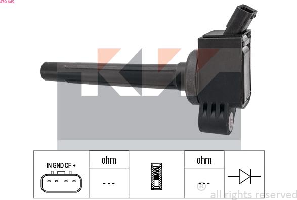 KW 470 645 - Катушка зажигания abcparts.ee