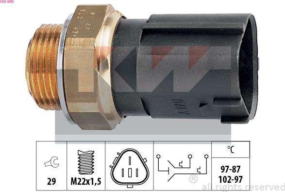 KW 550 690 - Термовыключатель, вентилятор радиатора / кондиционера abcparts.ee