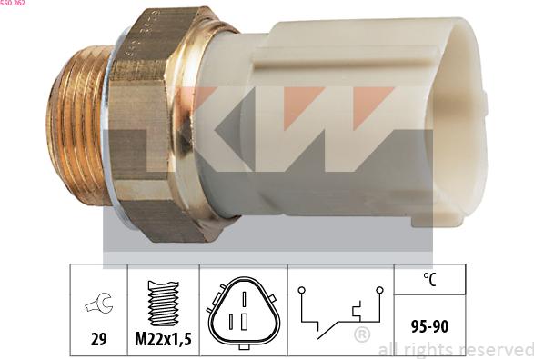 KW 550 262 - Термовыключатель, вентилятор радиатора / кондиционера abcparts.ee