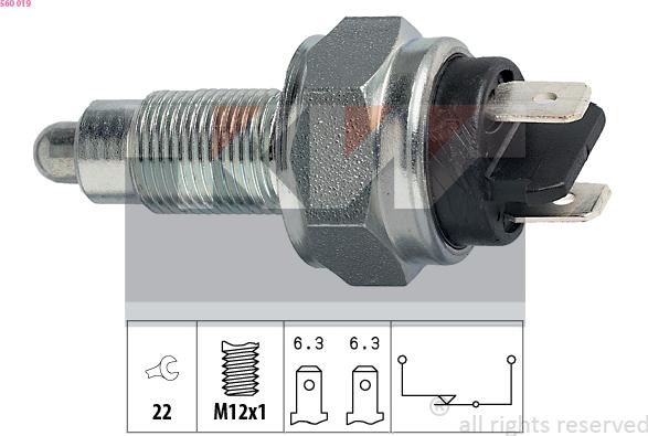 KW 560 019 - Датчик включения фары заднего хода abcparts.ee