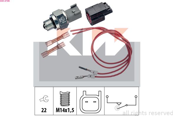KW 560 274K - Датчик включения фары заднего хода abcparts.ee
