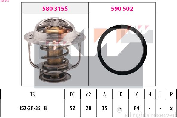 KW 580 315 - Термостат охлаждающей жидкости / корпус abcparts.ee