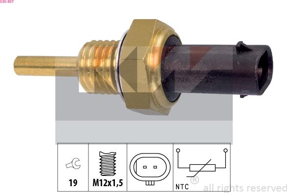 KW 530 407 - Датчик температуры ОЖ, охлаждающей жидкости abcparts.ee