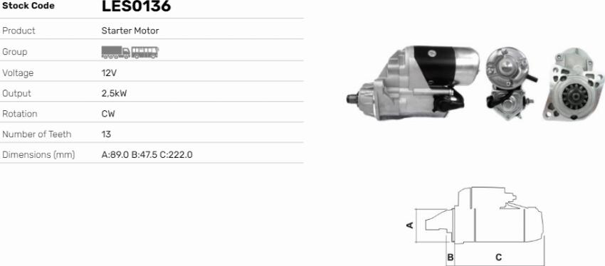 LE Part LES0136 - Стартер abcparts.ee