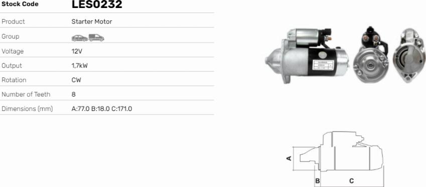 LE Part LES0232 - Стартер abcparts.ee