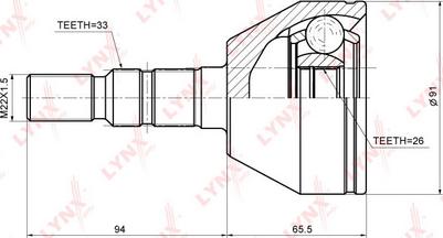 LYNXauto CO-5921 - Комплект ШРУСа, приводной вал, шарнир abcparts.ee