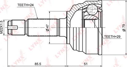 LYNXauto CO-3682 - Комплект ШРУСа, приводной вал, шарнир abcparts.ee