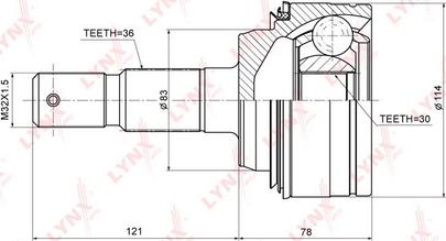 LYNXauto CO-3709 - Комплект ШРУСа, приводной вал, шарнир abcparts.ee