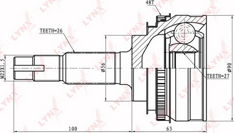 LYNXauto CO-7511A - Комплект ШРУСа, приводной вал, шарнир abcparts.ee