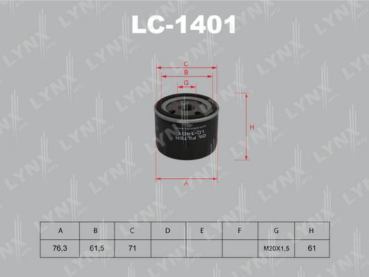 LYNXauto LC-1401 - Масляный фильтр abcparts.ee