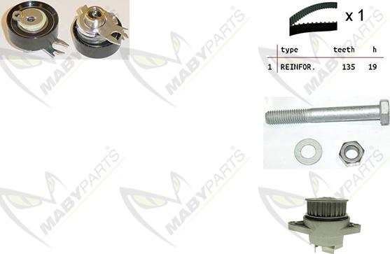 Mabyparts OBKWP0143 - Водяной насос + комплект зубчатого ремня ГРМ abcparts.ee