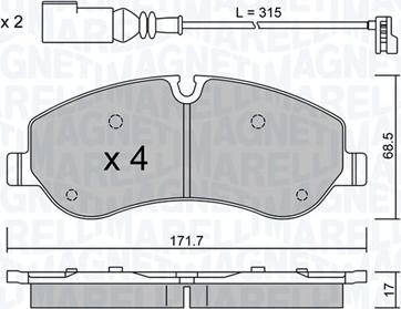 Magneti Marelli 363916060848 - Тормозные колодки, дисковые, комплект abcparts.ee