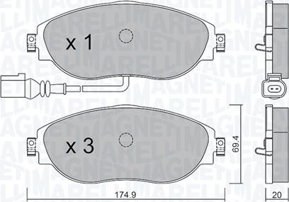 Magneti Marelli 363916060888 - Тормозные колодки, дисковые, комплект abcparts.ee