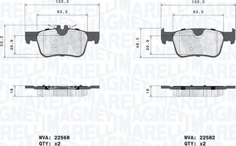 Magneti Marelli 363700486030 - Тормозные колодки, дисковые, комплект abcparts.ee