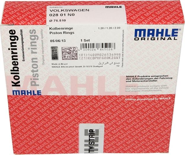 MAHLE 028 01 N0 - Комплект поршневых колец abcparts.ee