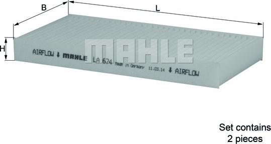 MAHLE LA 674/S - Фильтр воздуха в салоне abcparts.ee