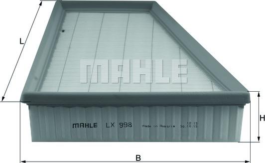 MAHLE LX 998 - Воздушный фильтр двигателя abcparts.ee